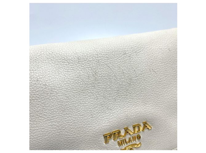 PRADA 1BD159 Borsa 2-Way in pelle Vitello Daino Bianco - vista 18