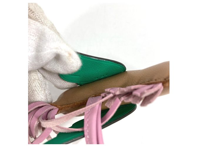 Hermès Portachiavi Cavallo Hermes Cheval Rodeo Pegasus PM Rosa Beige Verde - Ansicht 2