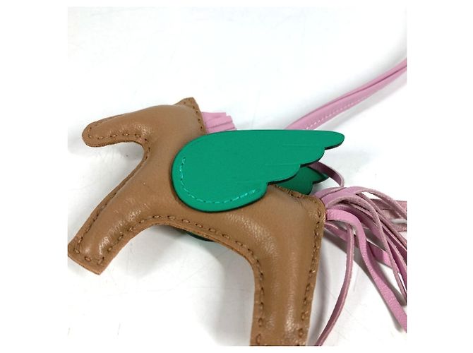 Hermès Portachiavi Cavallo Hermes Cheval Rodeo Pegasus PM Rosa Beige Verde - Ansicht 3