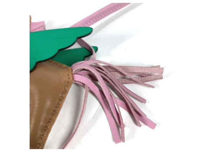 Hermès Portachiavi Cavallo Hermes Cheval Rodeo Pegasus PM Rosa Beige Verde - Ansicht 4