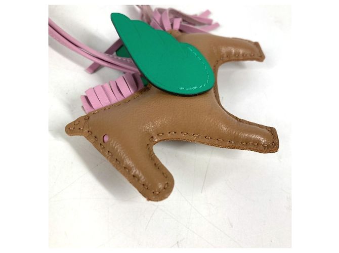 Hermès Portachiavi Cavallo Hermes Cheval Rodeo Pegasus PM Rosa Beige Verde - Ansicht 6