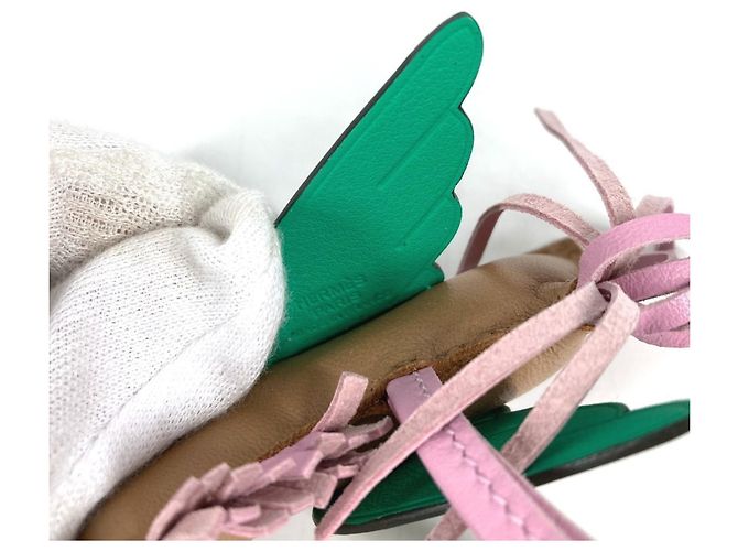 Hermès Portachiavi Cavallo Hermes Cheval Rodeo Pegasus PM Rosa Beige Verde - Ansicht 9