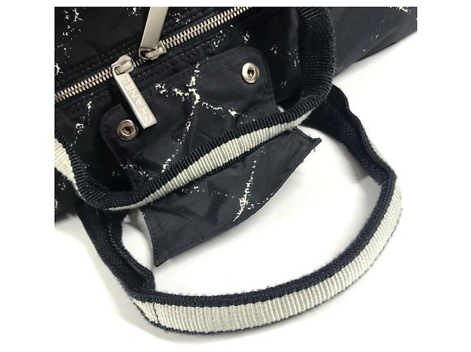 Borsa Boston Chanel Old Travel Line Nero Bianco - vista 10