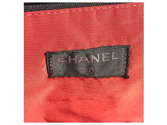 Borsa Boston Chanel Old Travel Line Nero Bianco - vista 13