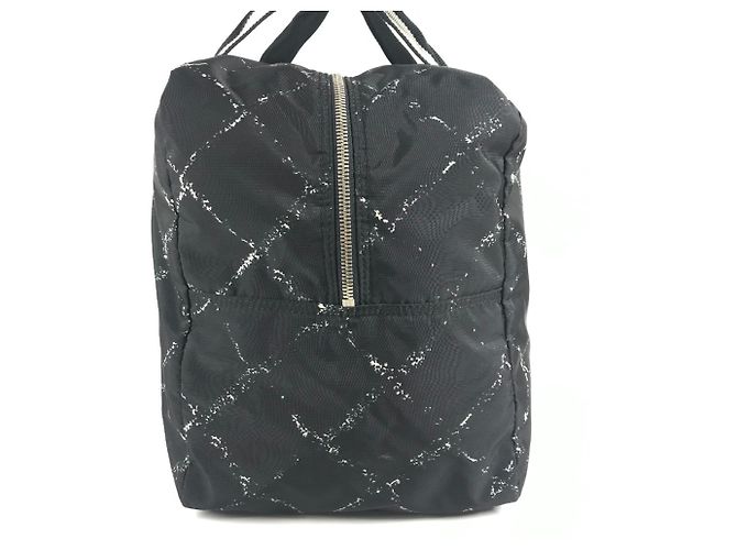 Borsa Boston Chanel Old Travel Line Nero Bianco - vista 3