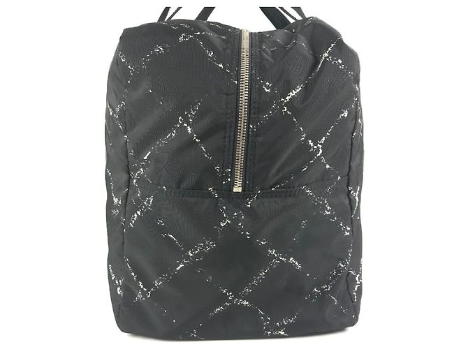 Borsa Boston Chanel Old Travel Line Nero Bianco - vista 4