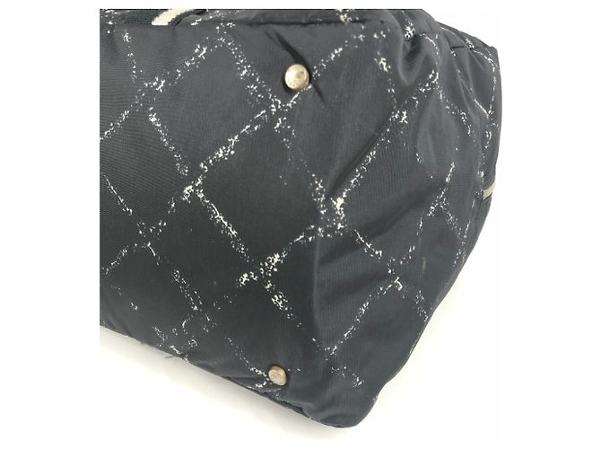 Borsa Boston Chanel Old Travel Line Nero Bianco - vista 6