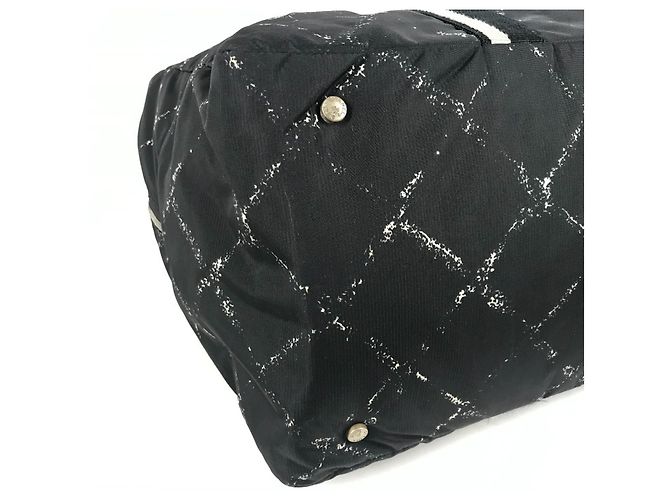 Borsa Boston Chanel Old Travel Line Nero Bianco - vista 7