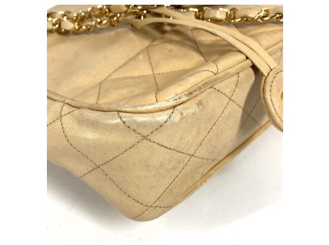 CHANEL Vintage Matelassé gesteppte Leder Tote Bag Beige - Ansicht 6