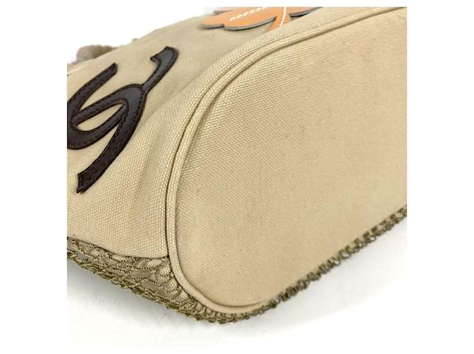 Borsa Chanel Fishnet CC Coco Mark Logo Large Beige - vista 4