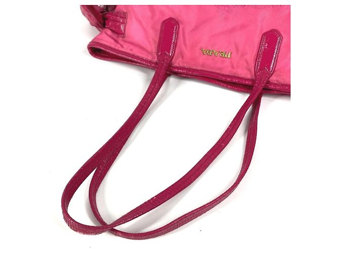 Borsa Tote a Spalla in Nylon Rosa Prada - vista 8