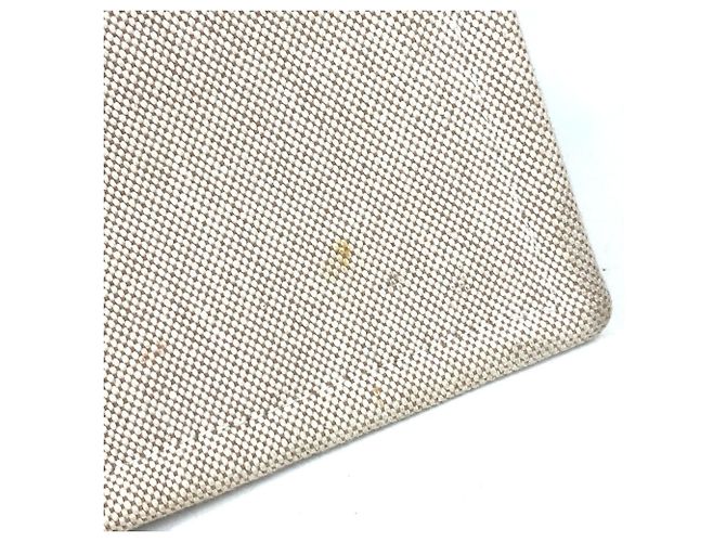 Hermès Sac à bandoulière en coton et cuir beige Hermes - vue 14