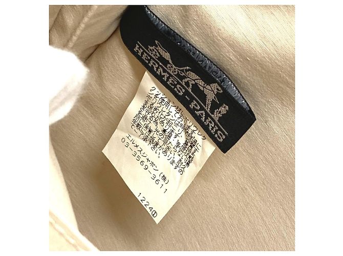 Hermès Sac à bandoulière en coton et cuir beige Hermes - vue 15