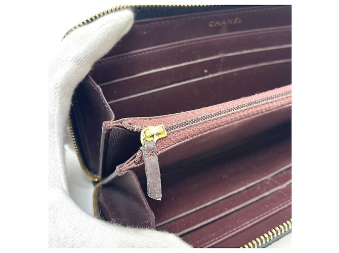 Cartera larga de piel de becerro granulada negra Chanel Negro - vista 12