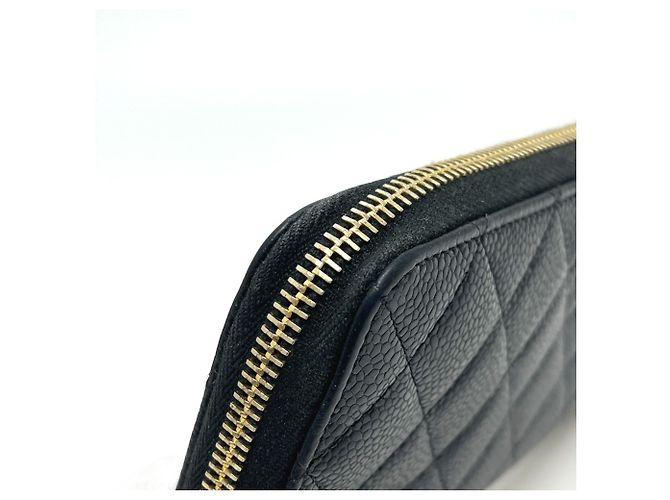 Cartera larga de piel de becerro granulada negra Chanel Negro - vista 7