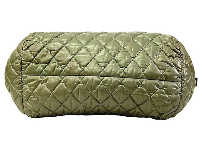 Borsa Boston Chanel in nylon verde - vista 3