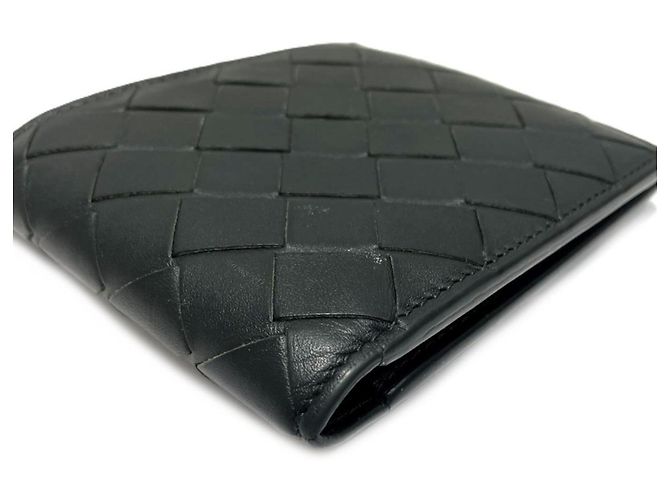 Cartera de cuero gris de doble pliegue Bottega Veneta Castaño - vista 7