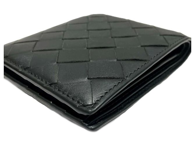 Cartera de cuero gris de doble pliegue Bottega Veneta Castaño - vista 8