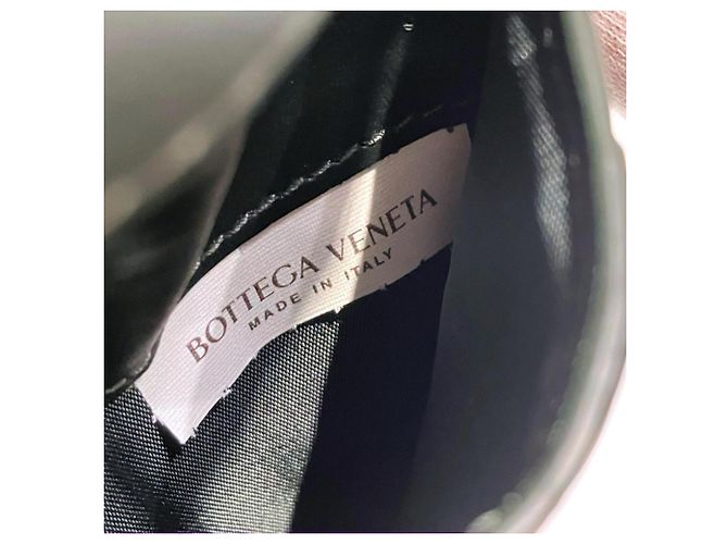 Cartera de cuero gris de doble pliegue Bottega Veneta Castaño - vista 9