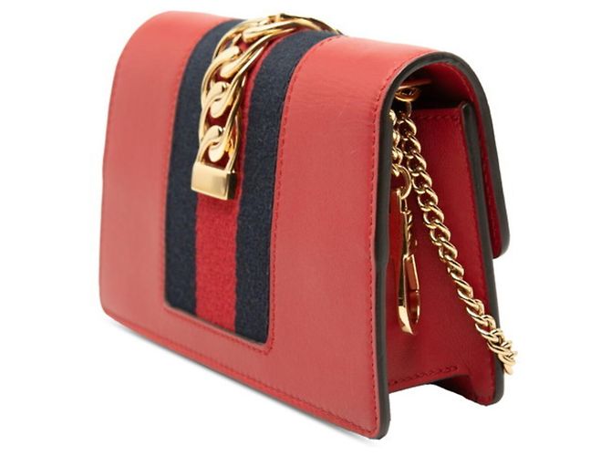 Mini borsa a tracolla con catena Gucci Sylvie Rosso Multicolore - vista 2