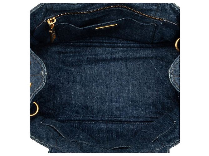 Borsa Prada Canapa in denim blu - vista 4