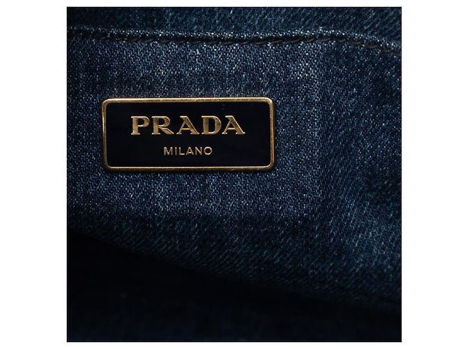 Borsa Prada Canapa in denim blu - vista 5
