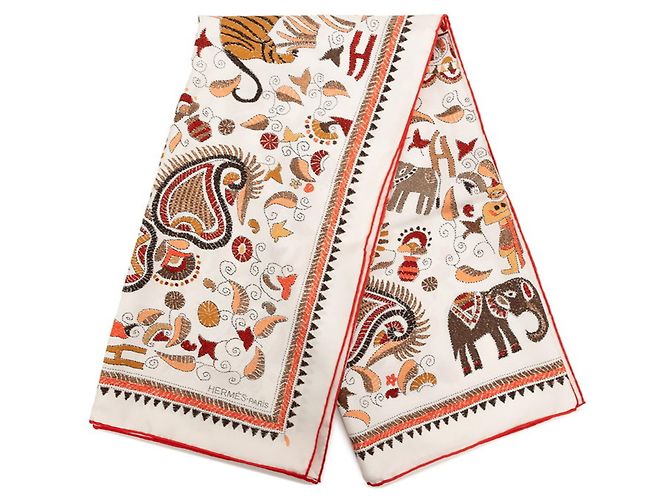 Hermès Sciarpa Carré 90 Kantha Hermes Bianco Multicolore - vista 2