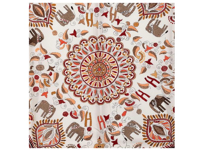 Hermès Sciarpa Carré 90 Kantha Hermes Bianco Multicolore - vista 3