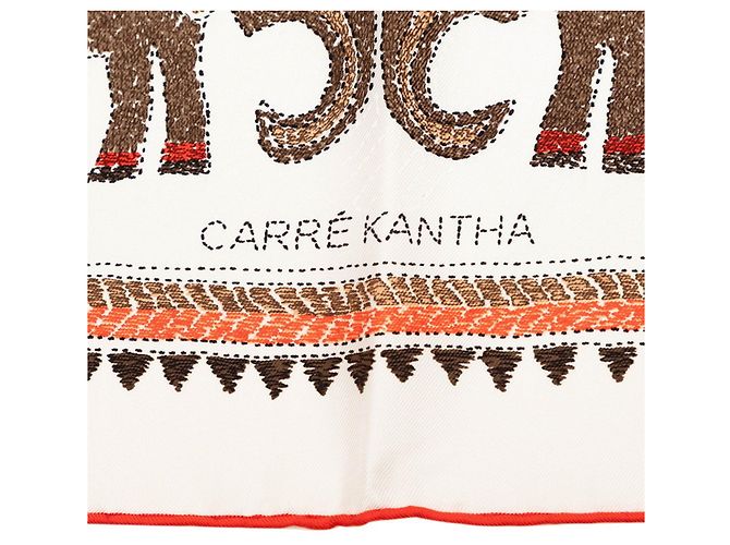 Hermès Sciarpa Carré 90 Kantha Hermes Bianco Multicolore - vista 4