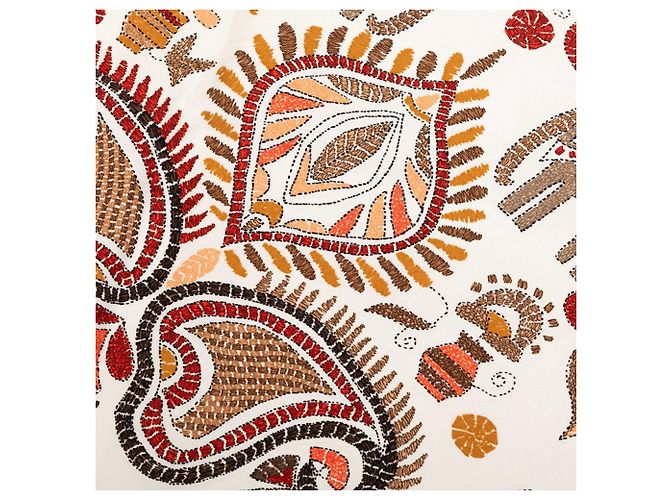 Hermès Sciarpa Carré 90 Kantha Hermes Bianco Multicolore - vista 7