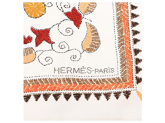Hermès Sciarpa Carré 90 Kantha Hermes Bianco Multicolore - vista 8