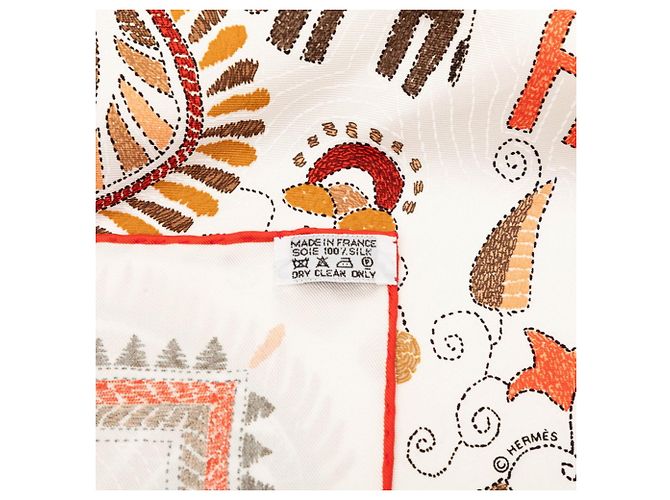 Hermès Sciarpa Carré 90 Kantha Hermes Bianco Multicolore - vista 9