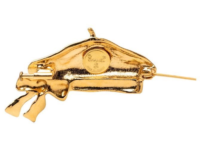 Spilla Chanel Beret con motivo nastro in placcato oro D'oro - vista 3