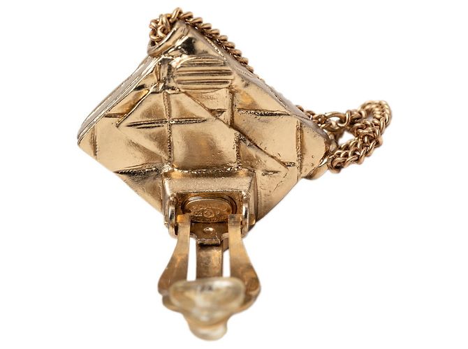 Orecchini a clip Chanel Coco Mark Matelassé Handbag D'oro - vista 3
