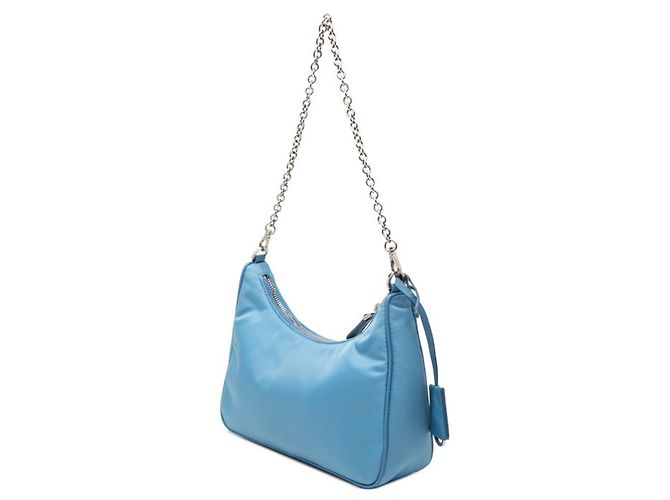 Prada Handtasche mit Triangle-Logo-Plakette Blau - Ansicht 2