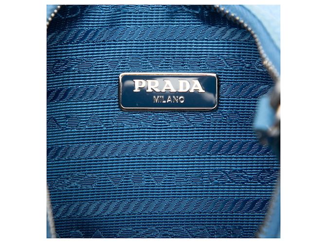 Prada Handtasche mit Triangle-Logo-Plakette Blau - Ansicht 5