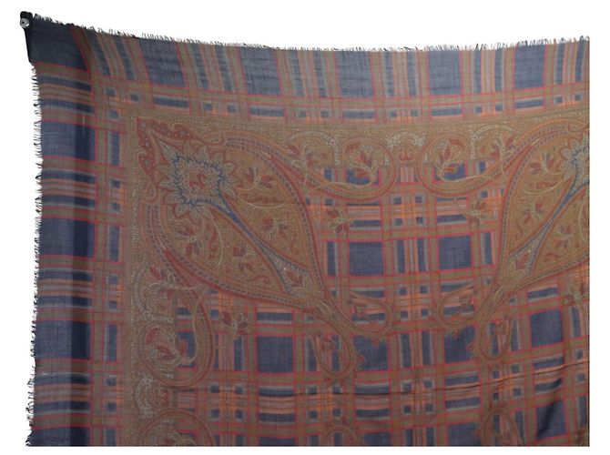 XALE VINTAGE YVES SAINT LAURENT GRAND CARRE 130CM CACHEMIRE E SETA Marrone - vista 2