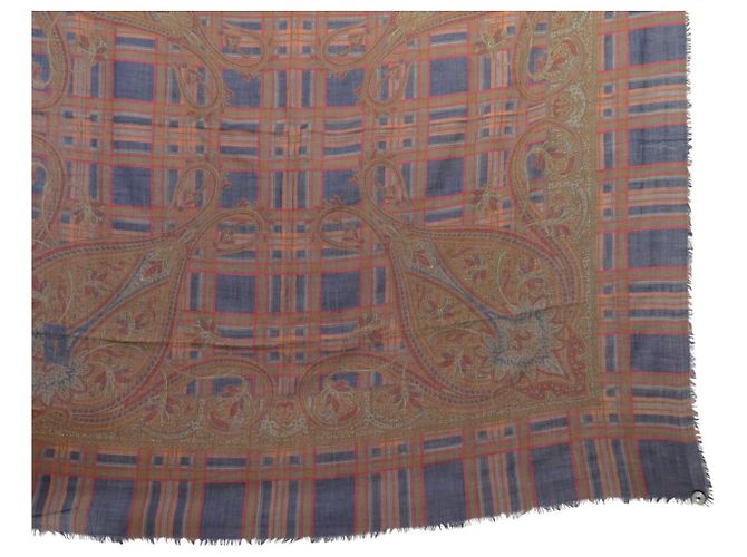 XALE VINTAGE YVES SAINT LAURENT GRAND CARRE 130CM CACHEMIRE E SETA Marrone - vista 4