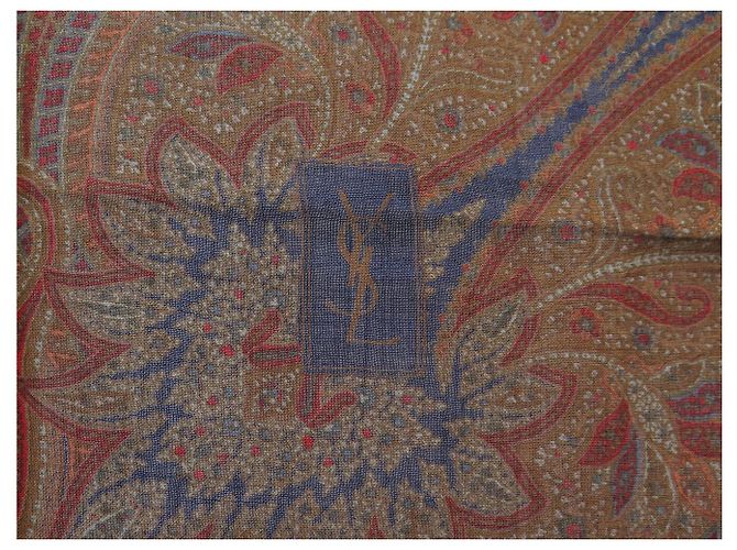 XALE VINTAGE YVES SAINT LAURENT GRAND CARRE 130CM CACHEMIRE E SETA Marrone - vista 8