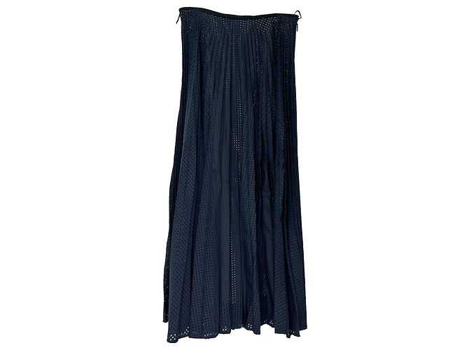 Falda midi plisada Fendi en mohair azul marino - vista 3