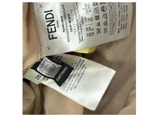 Falda midi plisada Fendi en mohair azul marino - vista 4