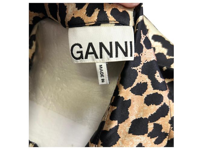 Vestido camisero midi Ganni con estampado de leopardo en algodón animal print - vista 4