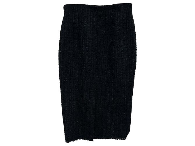 Falda midi de tweed Alexander McQueen en lana virgen negra Negro - vista 2