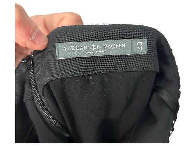 Falda midi de tweed Alexander McQueen en lana virgen negra Negro - vista 6