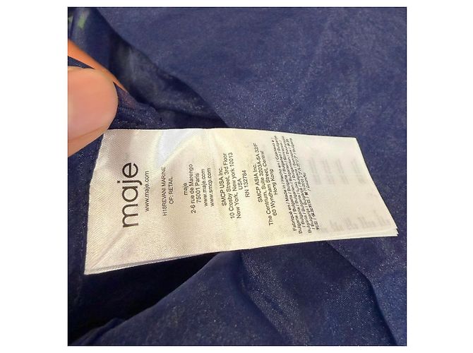 Vestido camisa mini com cinto em organza azul marinho em poliéster Maje - vista 7