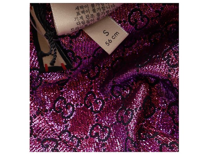 Bucket reversibile Gucci Lamé GG Monogram in poliamide rosa Marrone - vista 7