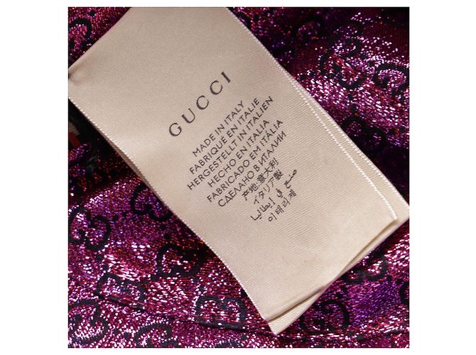 Bucket reversibile Gucci Lamé GG Monogram in poliamide rosa Marrone - vista 8