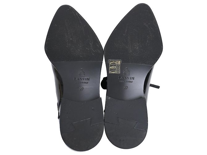 Scarpe Derby Lanvin a punta con lacci in pelle vernice nera - vista 6