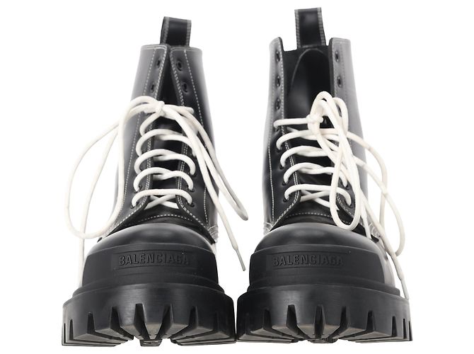 Everyday Stivaletti Strike con lacci in pelle nera Balenciaga Nero - vista 4