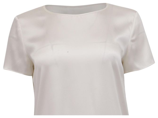 Camiseta Cortona Max Mara Leisure en satén de seda blanco roto - vista 10